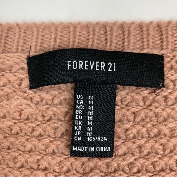 Forever 21 Pink Beige Cable Knit Sweater Size Medium NWT - Picture 6 of 9